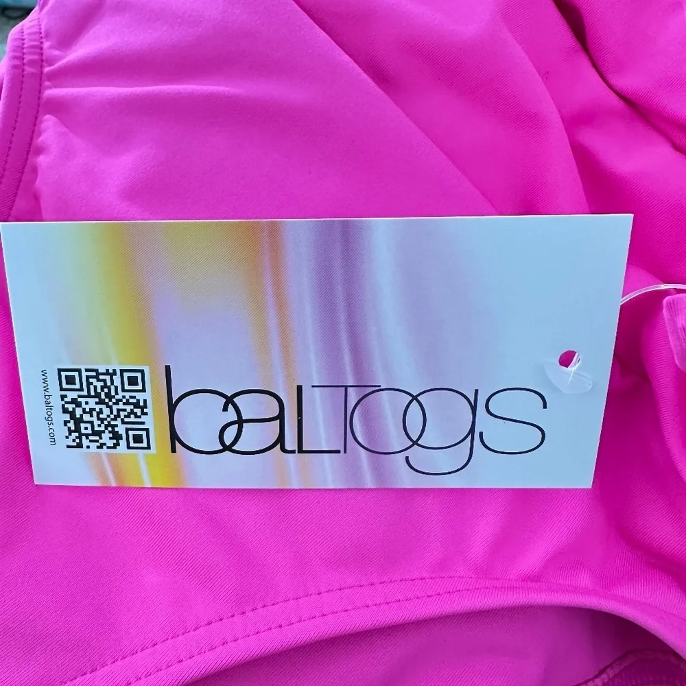 Baltogs Pink High Neck Mesh Long Sleeve Crop Top High Waisted Briefs Dance Set